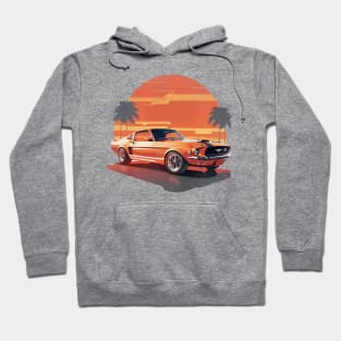 Vintage Summer Ford Mustang Beach Sunset sports car Hoodie